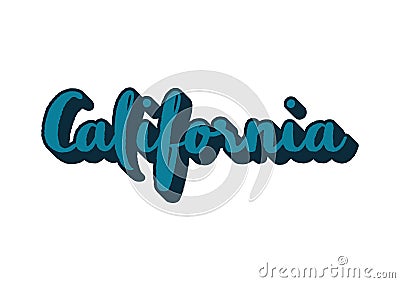 California hand lettering with 3D dimension design Vector Illustration