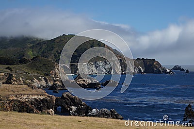 California HWY 1 and Bixby Bridge Stock Photo