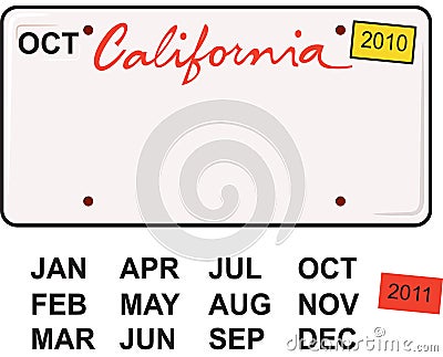 California License Plate 2010 Vector Illustration
