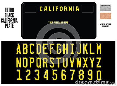 California License Plate Black Retro Design Stock Photo