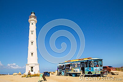 California Lighthouse Aruba Landmark Editorial Stock Photo