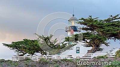 California lighthouse. Point Pinos lighthouse in Monterey, California. Stock Photo