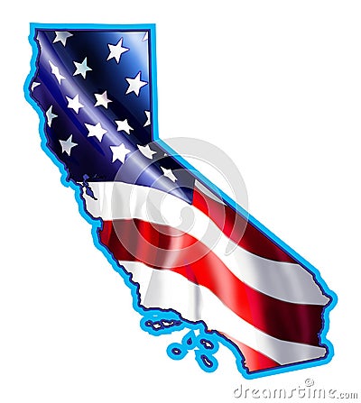 California map with Flag Illustration Stock Photo