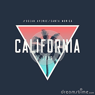 California Ocean Avenue t-shirt and apparel design with rough pa Vector Illustration