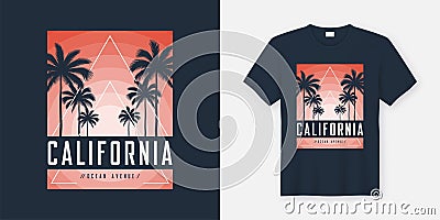 California Ocean Avenue t-shirt and apparel design, typography, Vector Illustration