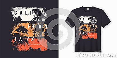 California Ocean side stylish t-shirt and apparel trendy design Vector Illustration