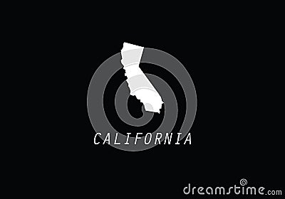 California outline map black USA state borders black vector illustration Cartoon Illustration