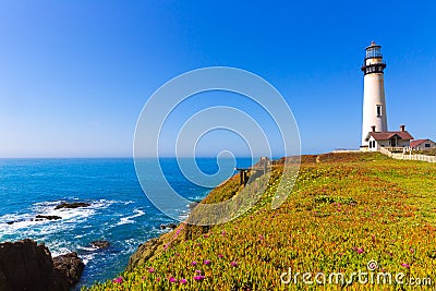 California Pigeon point Lighthouse in Cabrillo Hwy coastal hwy 1 Stock Photo