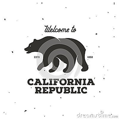 California republic t-shirt vector graphics. Vintage style illustration. Vector Illustration