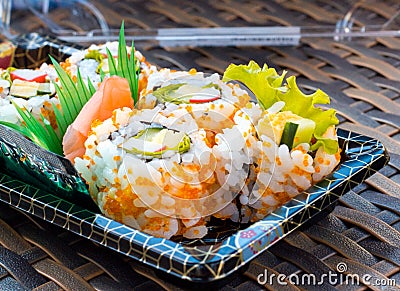 California Roll Sushi Box Stock Photo