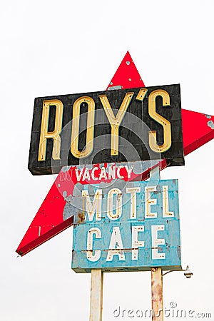 California,the Roy`s motel sign Editorial Stock Photo