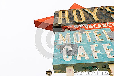 California,the Roy`s motel sign Editorial Stock Photo