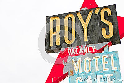 California,the Roy`s motel sign Editorial Stock Photo