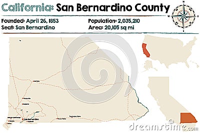 California - San Bernardino county map Vector Illustration