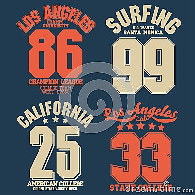 California sport wear T-shirt Typography design. Vector Vector Illustration