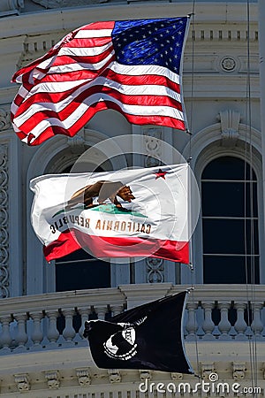 California State Capitol Flags Editorial Stock Photo