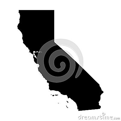 California, state of USA - solid black silhouette map of country area. Simple flat vector illustration Vector Illustration