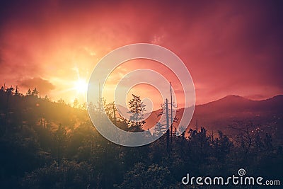 California Sunset Scenery Stock Photo