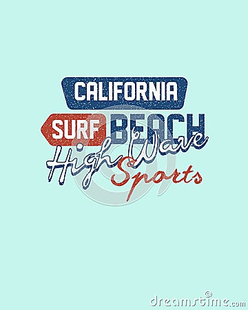 California Surf Beach Typography vector t shirt design Stock Photo