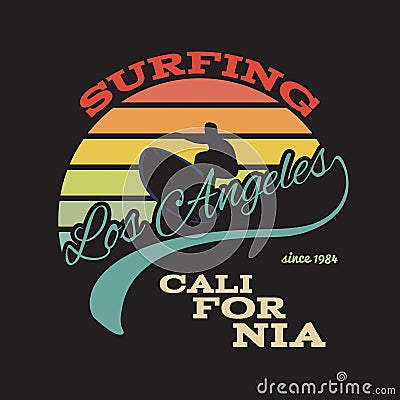 California surf illustration, vectors, t-shirt graphics Vector Illustration