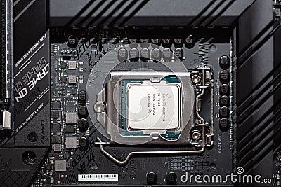 Closeup of Intel Core i9-11900 Processor Editorial Stock Photo