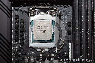 Closeup of Intel Core i9-11900 Processor Editorial Stock Photo