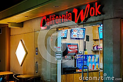 California Wok at the Ala Moana Center - Night view Editorial Stock Photo