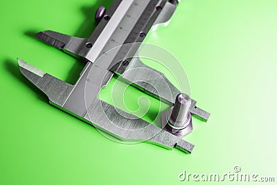 Caliper is a highly accurate measurement tool. The exact size of the parts. Professional tool Stock Photo