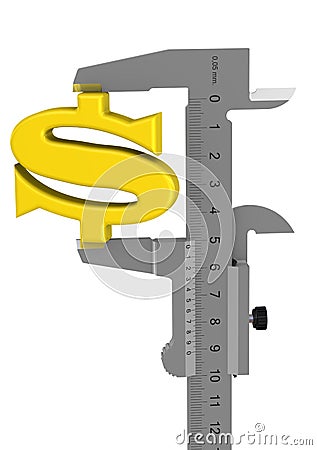 Caliper measures american dollar symbol Stock Photo