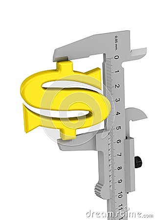 Caliper measures american dollar symbol Stock Photo