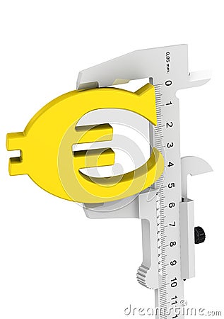 Caliper measures European currency symbol Stock Photo