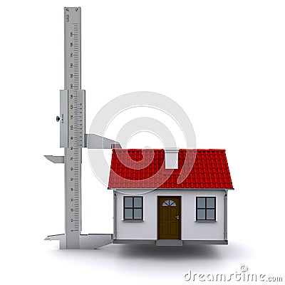 Caliper measures the height of the house Stock Photo