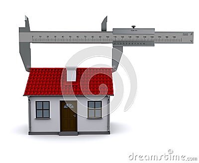 Caliper measures the length of the roof Stock Photo