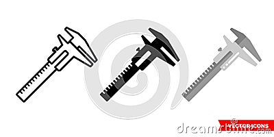 Calipers icon of 3 types. Isolated vector sign symbol. Vector Illustration