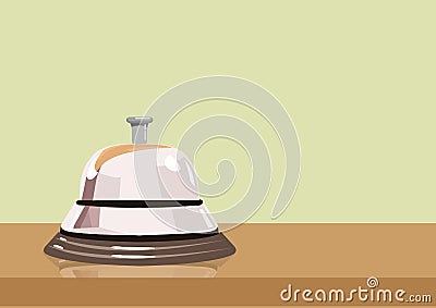 Call Bell on a wooden desk illustration. Editable Clip Art. Vector Illustration