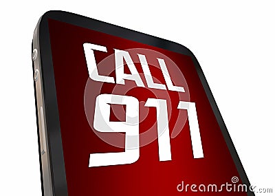 Call 911 Cell Phone Emergency Crisis Help Assistance 3d Illustration Stock Photo