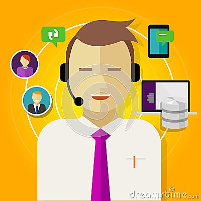 Call center crm customer relationship management Vector Illustration