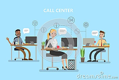 Call center office. Vector Illustration