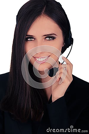 Call Center Operator in Black Blazer Stock Photo