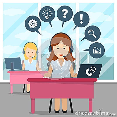 Call center operator Vector Illustration