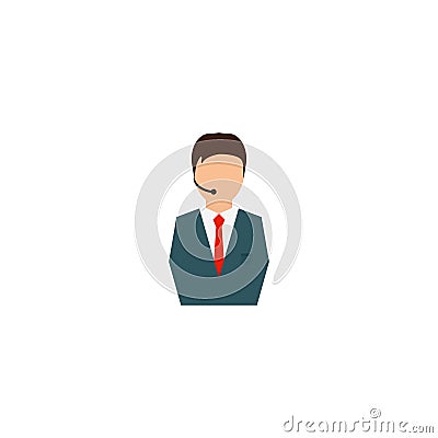 Call center operator icon. Vector illustration. EPS 10 Cartoon Illustration