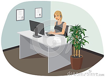 A call center operator Vector Illustration