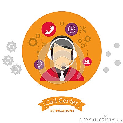 Call center people working with head Vector Illustration