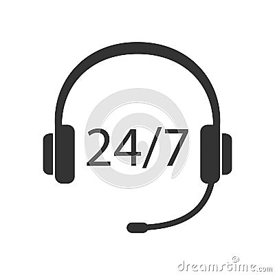 Call center round the clock icon headphone Microphone icon Vector Illustration