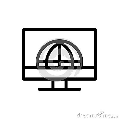 Call center service business computer world online line Vector Illustration