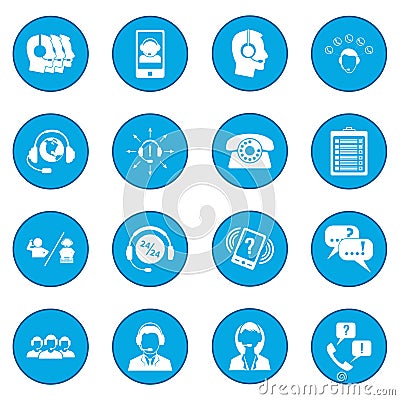 Call center service icon blue Vector Illustration