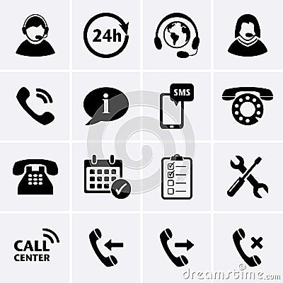 Call Center Service Icons Vector Illustration