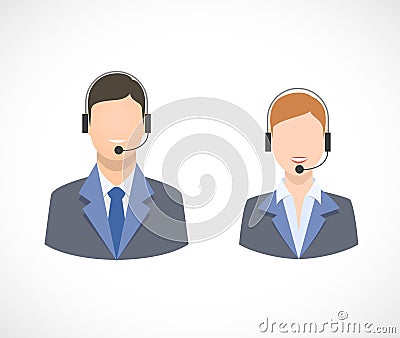 Call center support personnel staff icons Vector Illustration