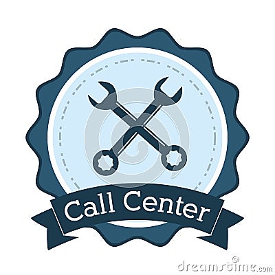 Call center support technical badge Vector Illustration