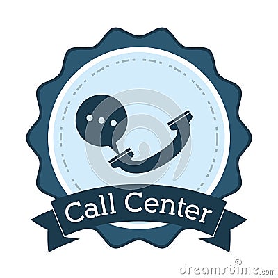 Call center telephone helpline communication badge Vector Illustration